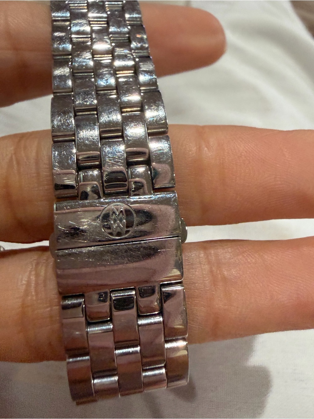 Michele Diamond-Set Stainless Steel Tonneau Watch — Black Dial - Picture 7 of 13